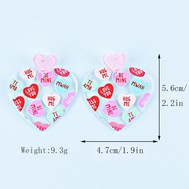 Wholesale Valentine's Day Love Letter Love Heart-shaped Red and Pink Earrings